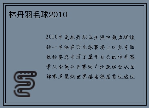 林丹羽毛球2010